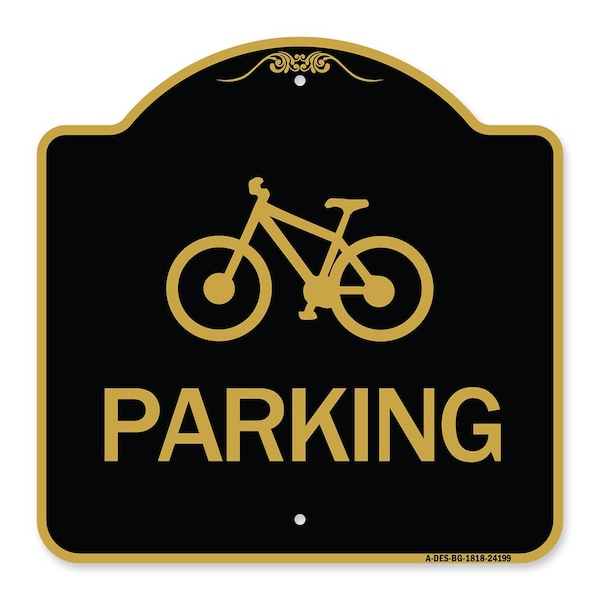 D4-3 Bicycle Parking Bicycle Parking, Black & Gold Aluminum Sign, 18" x 18", BG-1818-24199